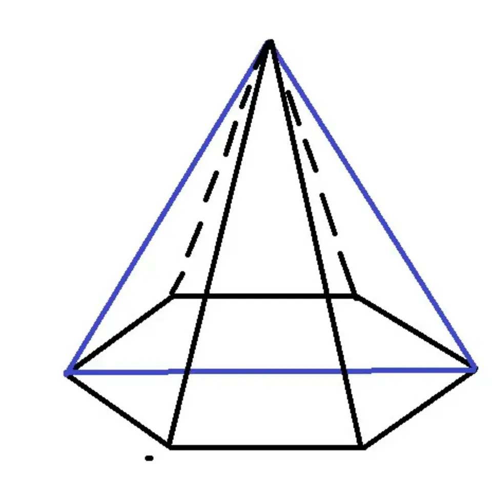 Диагональное сечение шестиугольной пирамиды. Диагональное сечение 6 угольной пирамиды. Диагональное сечение правильной шестиугольной пирамиды. Правильная 6 угольная пирамида. Девятиугольная пирамида.