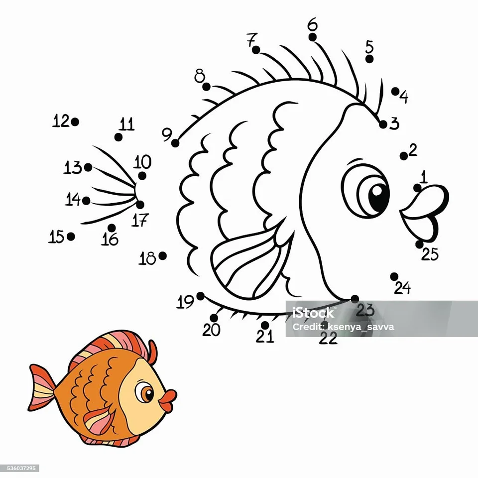 Математическая раскраска рыбка