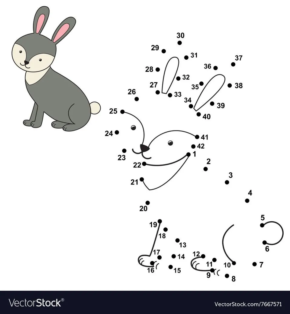 Рисование по цифрам кролик