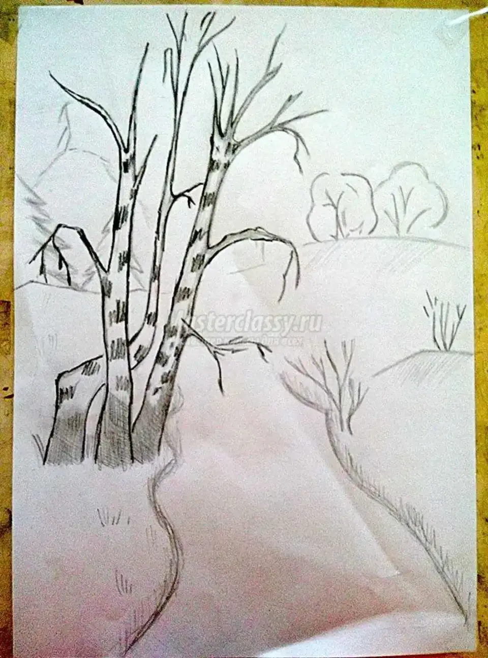 Весенние рисунки карандашом легкие. Весенний рисунок карандашом. Пейзаж весны рисунок карандашом. Весенние рисунки для срисовки. Рисование весеннего пейзажа.