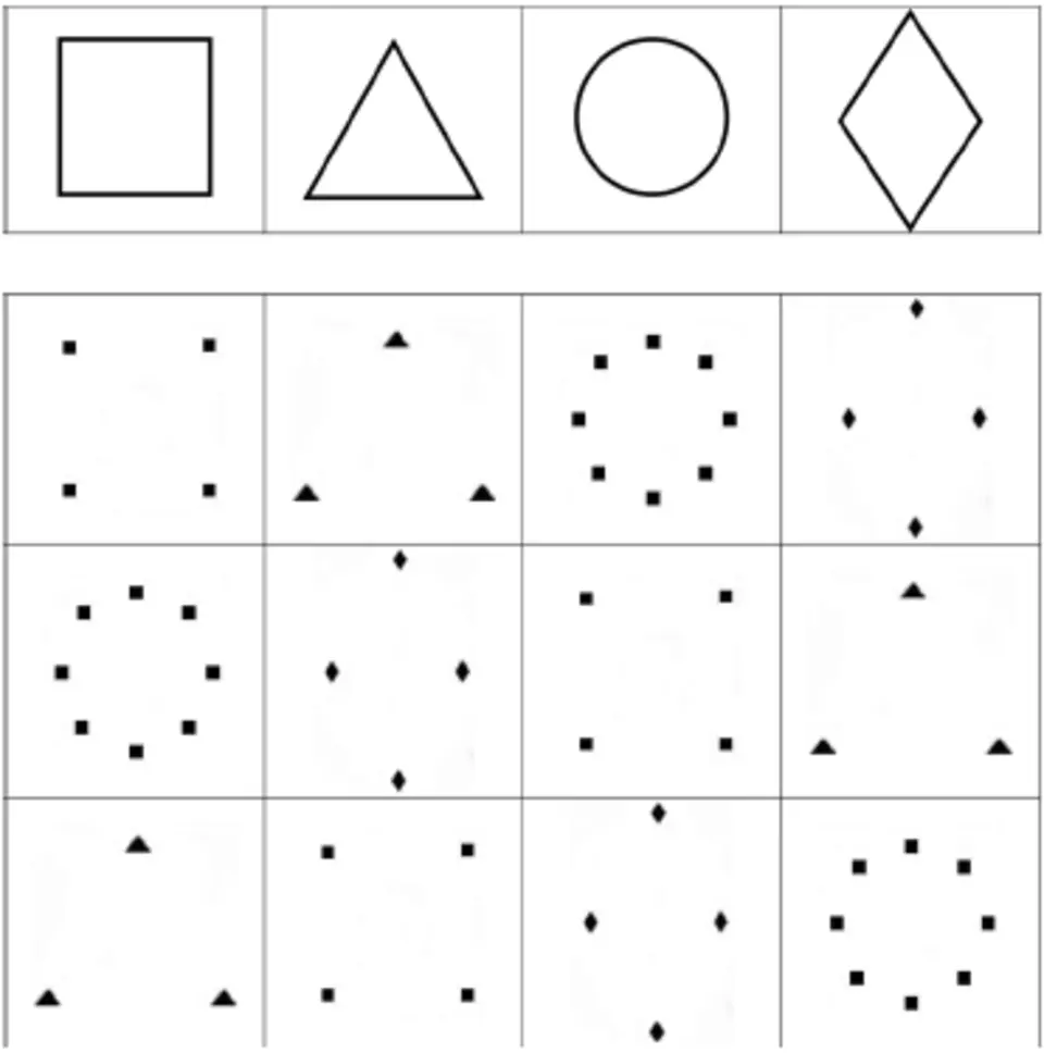 Дорисуй точки в пустых квадратах