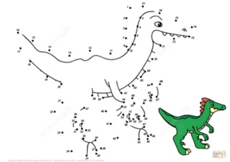 Динозавр по точкам для детей