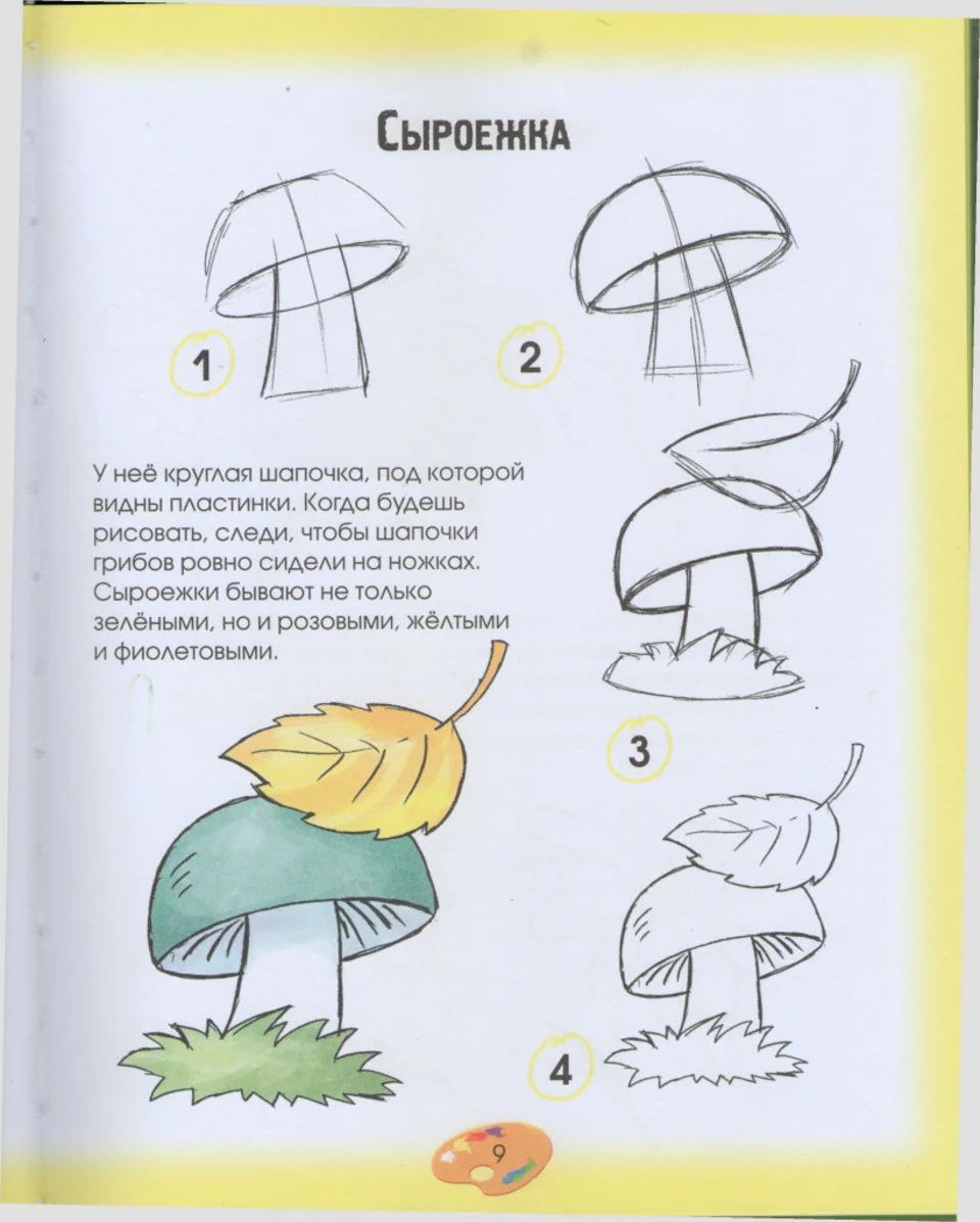 Уроки рисования грибы