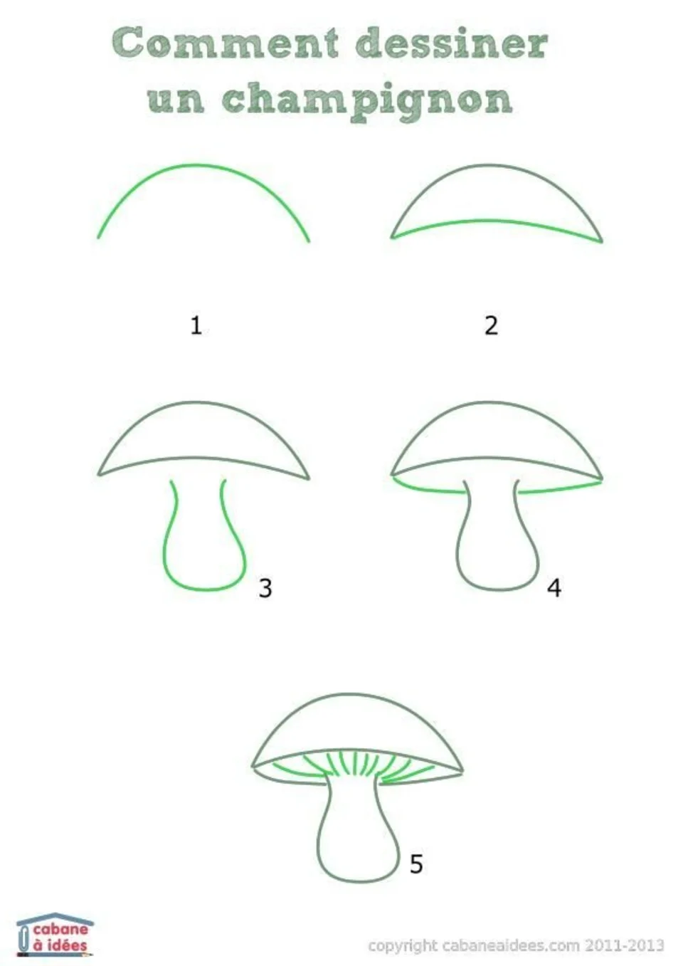 Поэтапное рисование грибов