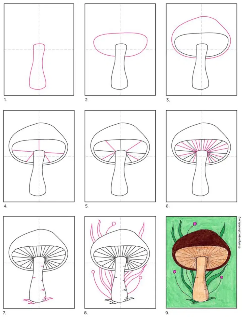 Уроки рисования грибы