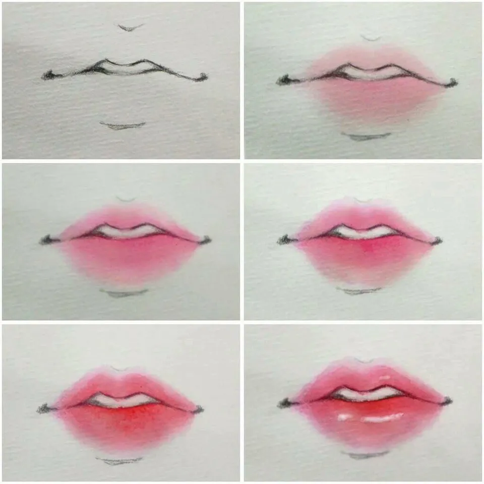 Рисунки легкие губы
