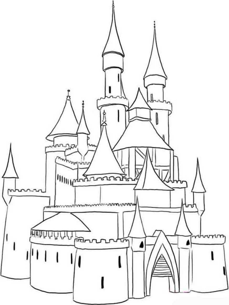 Сказочный замок раскраска