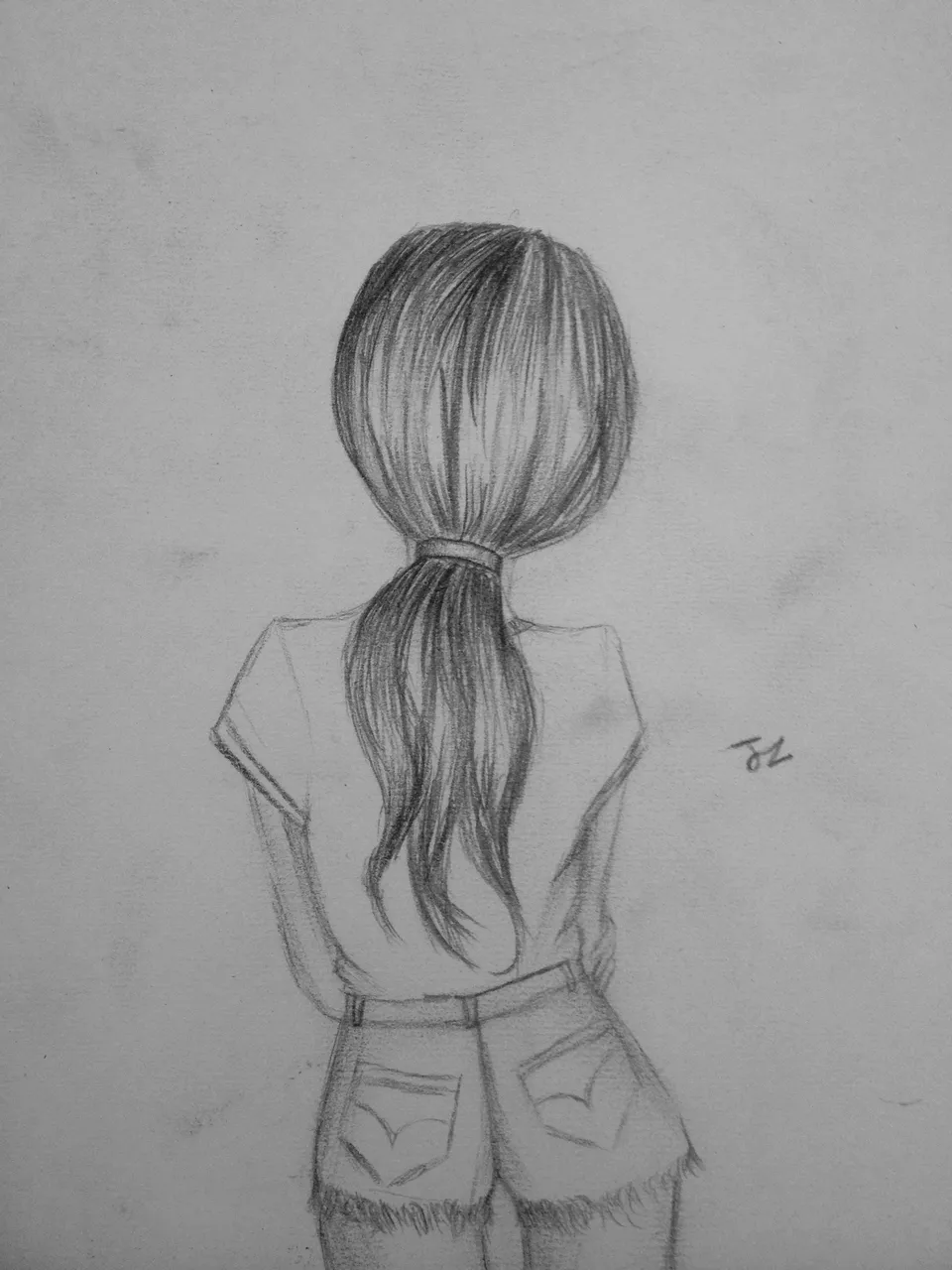 Девушка сзади рисунок карандашом