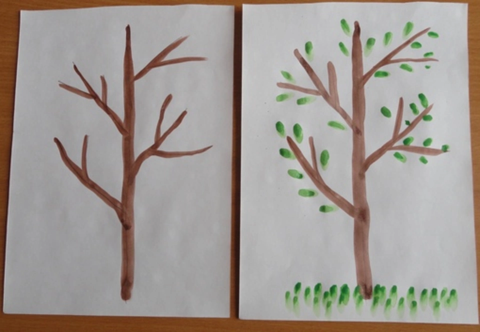 Творческое занятие для малышей весеннее дерево от 1.5 до 3 лет