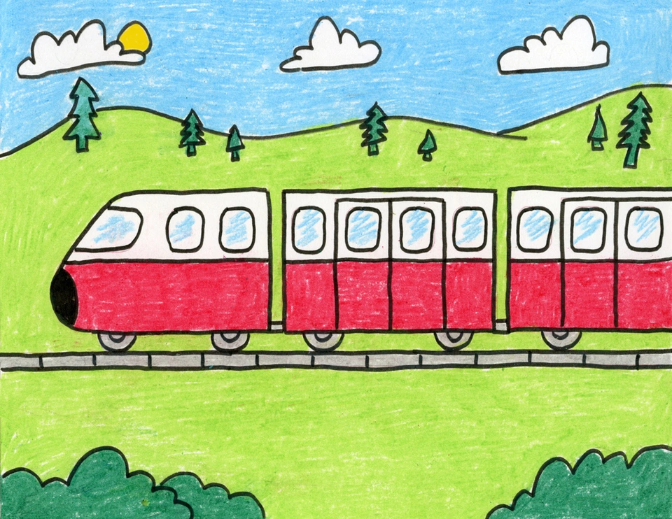 Поезд рисунок для детей