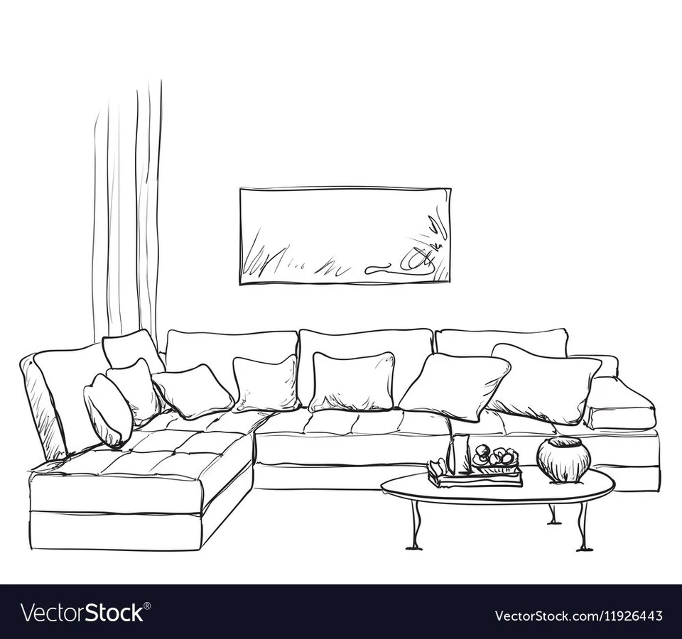 Комната с диваном карандашом