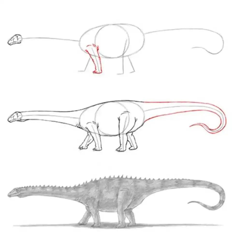 Брахиозавр рисунок карандашом