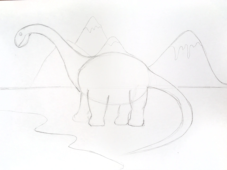 Рисунок динозавра легкий