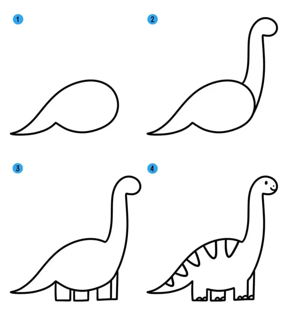 Поэтапное рисование динозавра