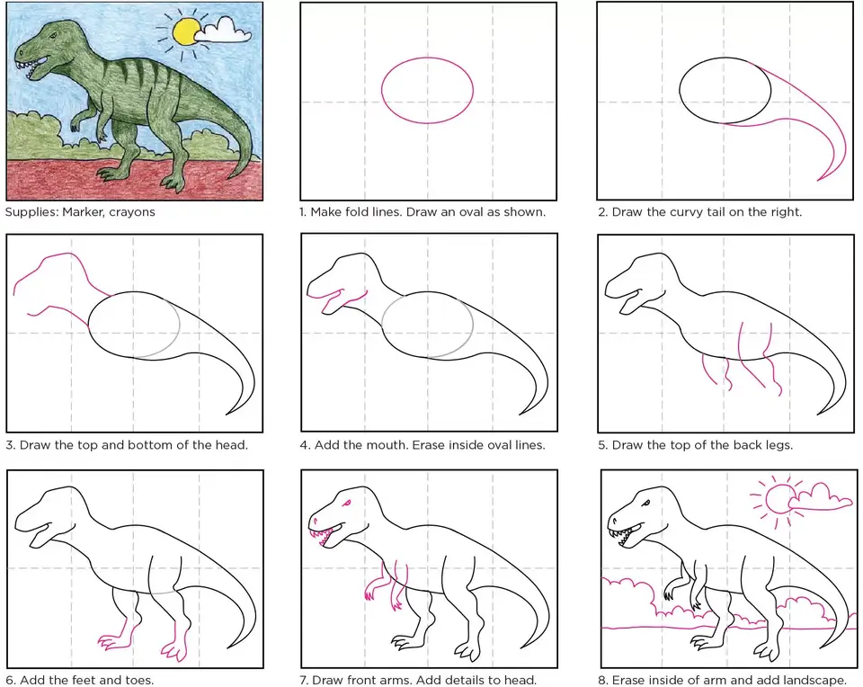 Рисовать динозавров для детей