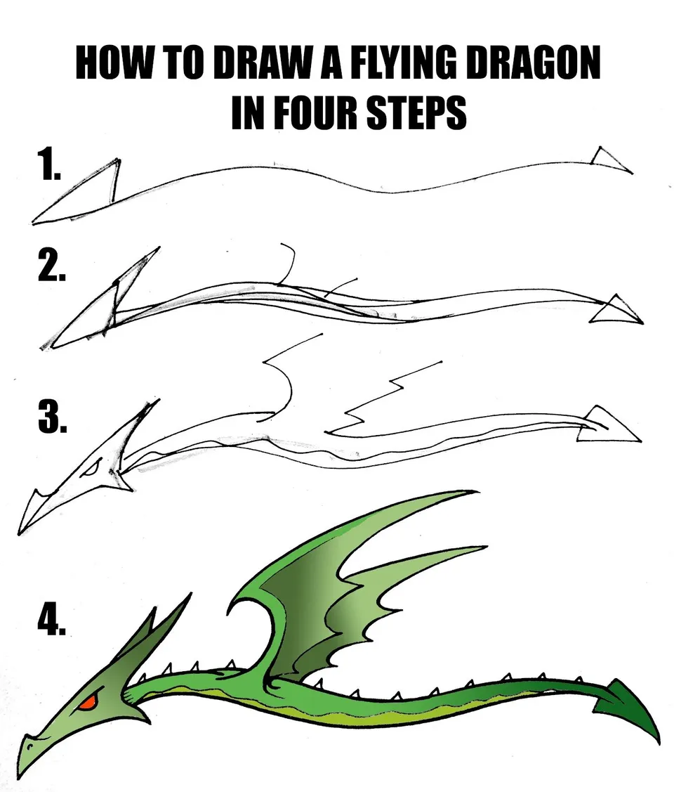 Поэтапное рисование дракона