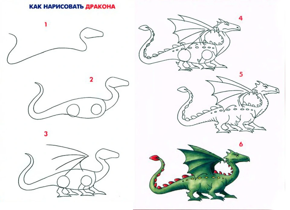 Рисовать дракона поэтапно
