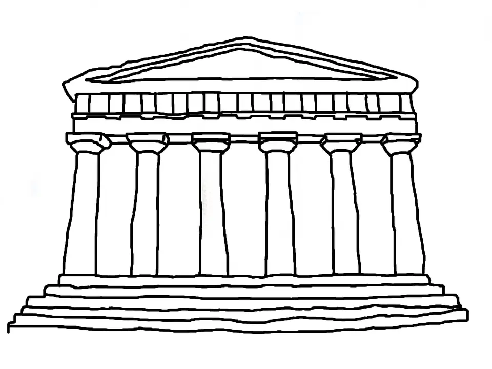 Древнегреческий храм парфенон раскраска