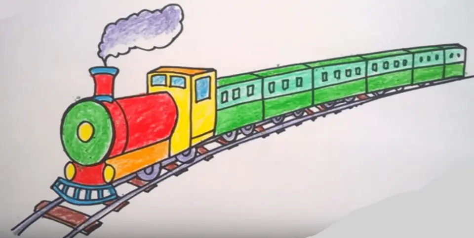 Поезд карандашом для детей