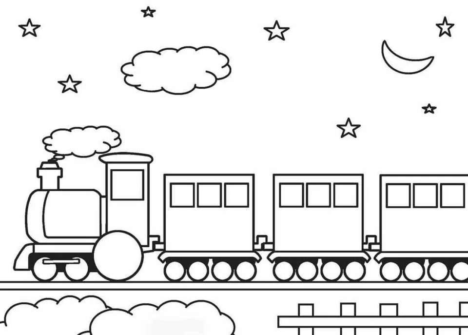 Поезд рисунок для детей карандашом
