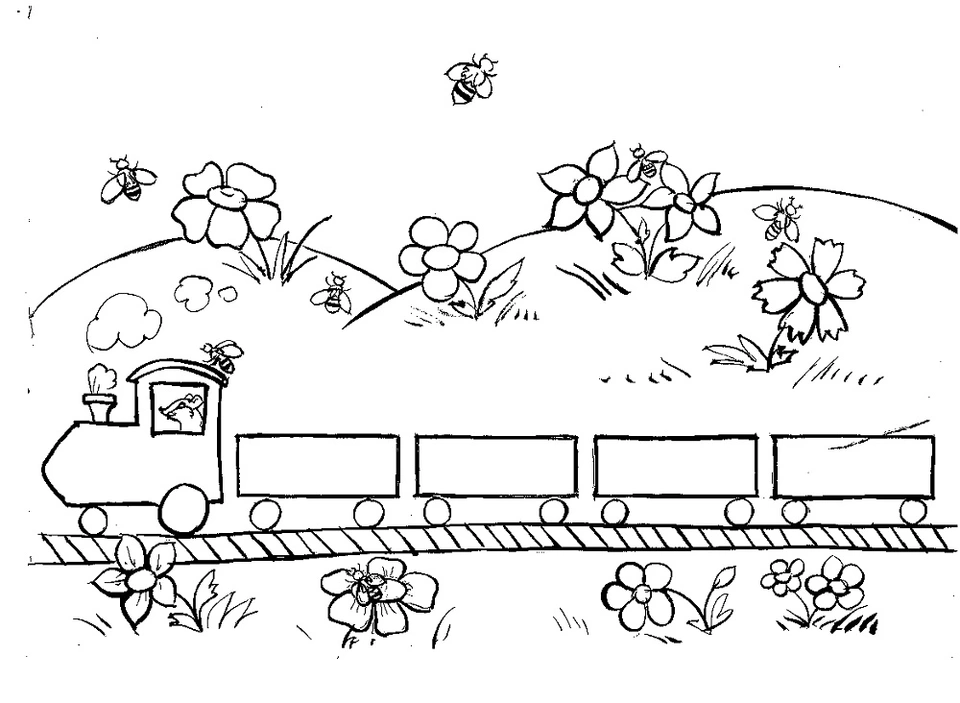 Поезд рисунок для детей карандашом