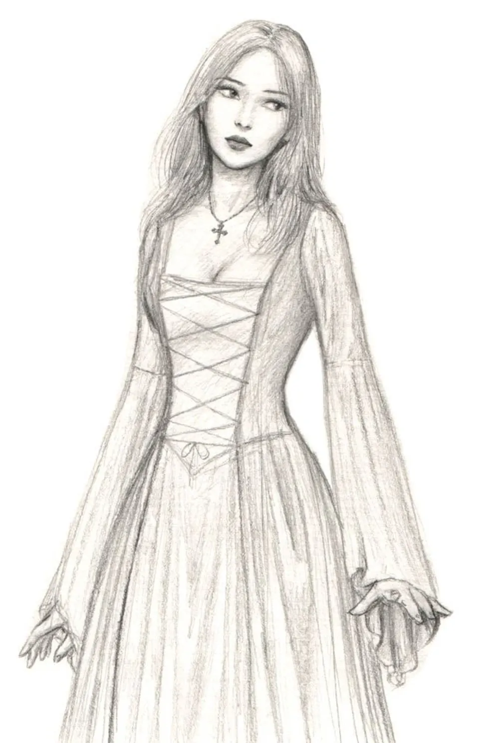 Средневековое платье рисунок