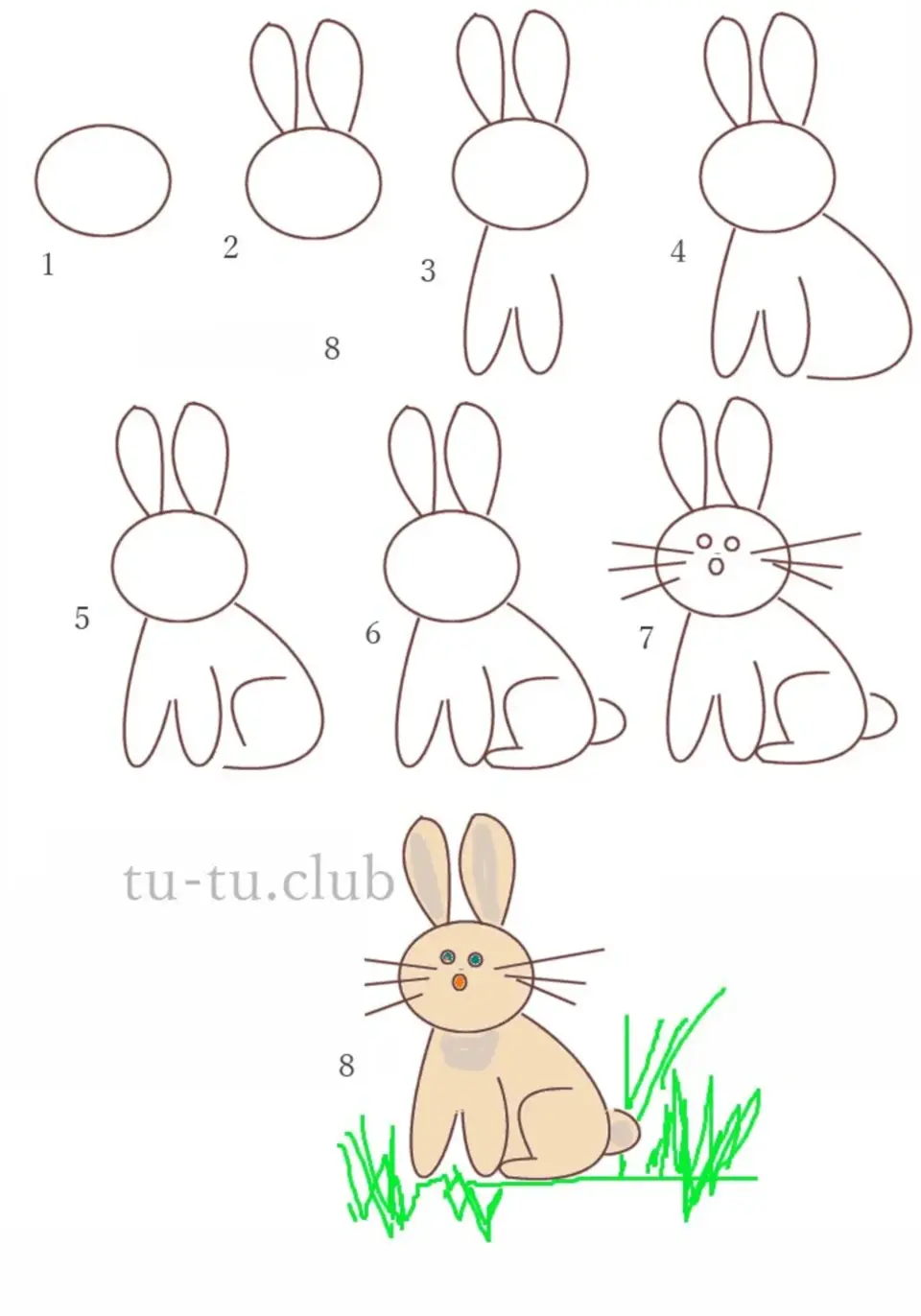 Рисуем зайца поэтапно для детей