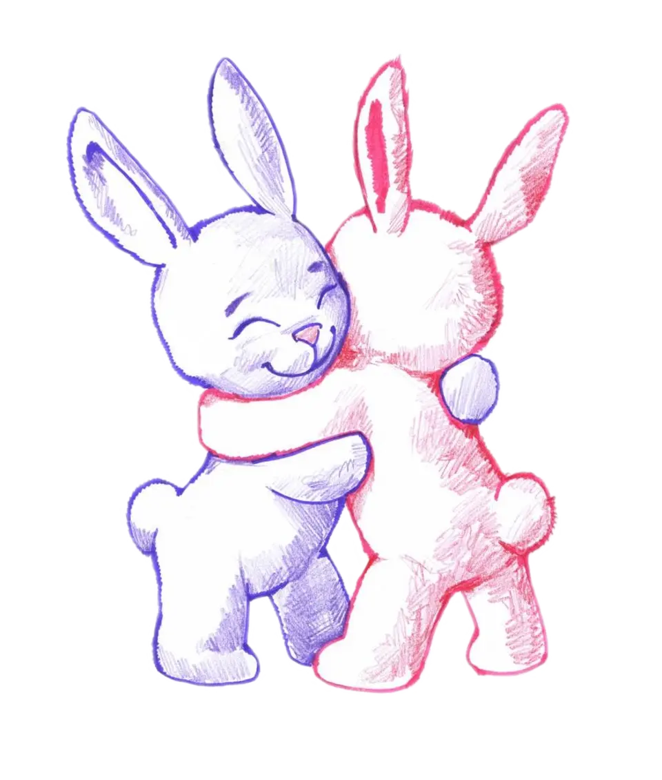 Два зайца обнимаются