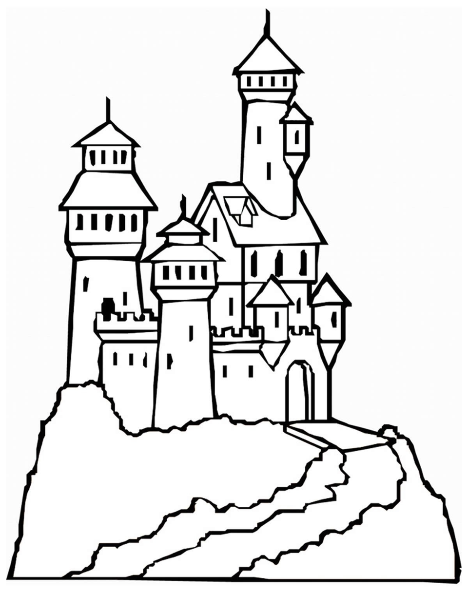 Средневековый замок романский стиль раскраска