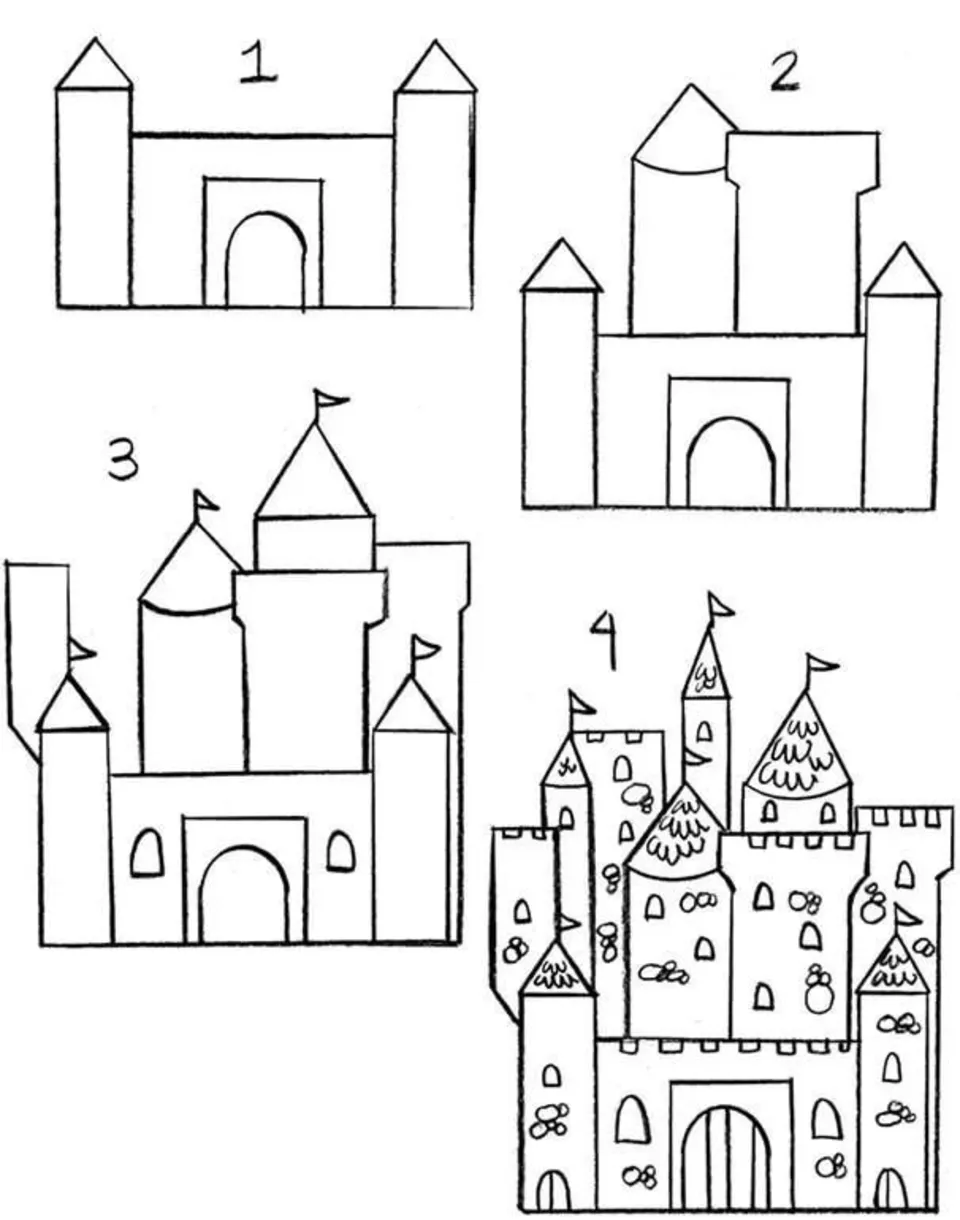 Рисунок карандашом замок