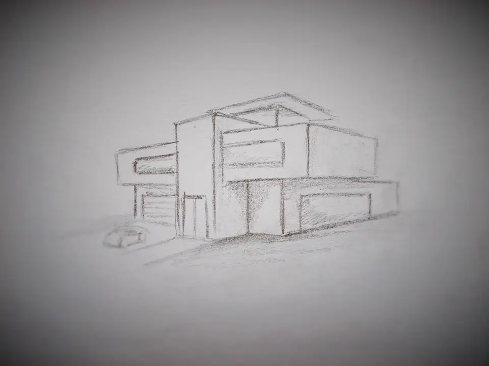 Рисунки зданий карандашом