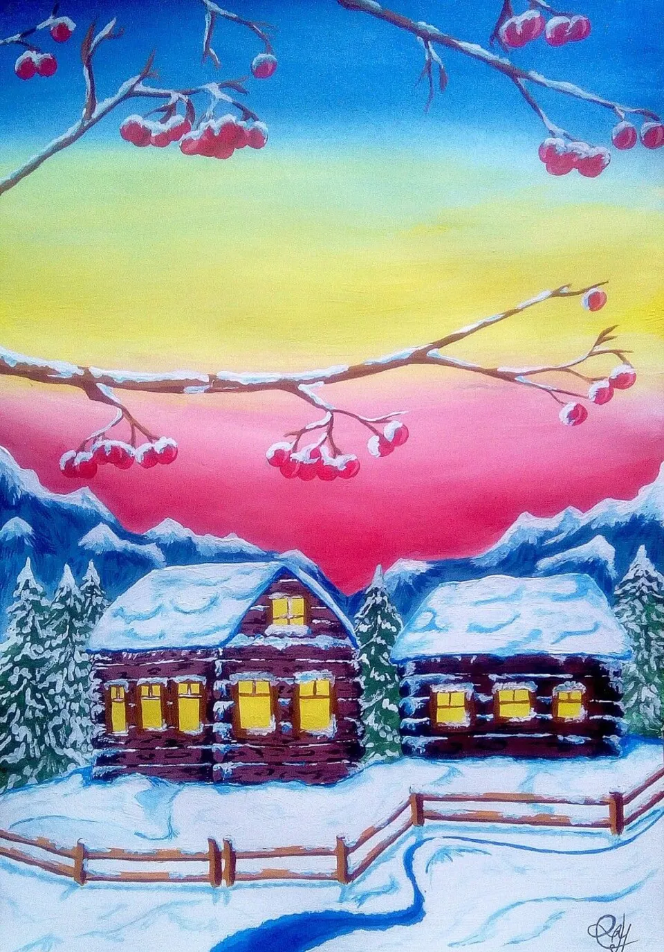 Рисунок зимний пейзаж