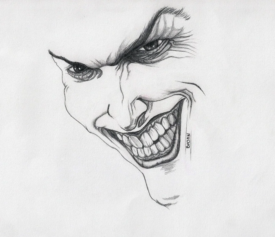 Джокер рисунок карандашом