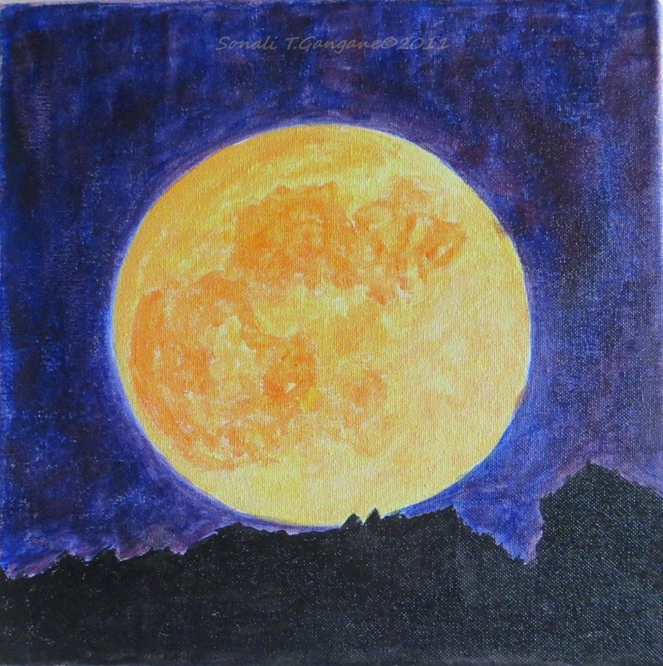Рисование месяц. Луна красками. Луна рисунок. Полнолуние. Luna resunak.