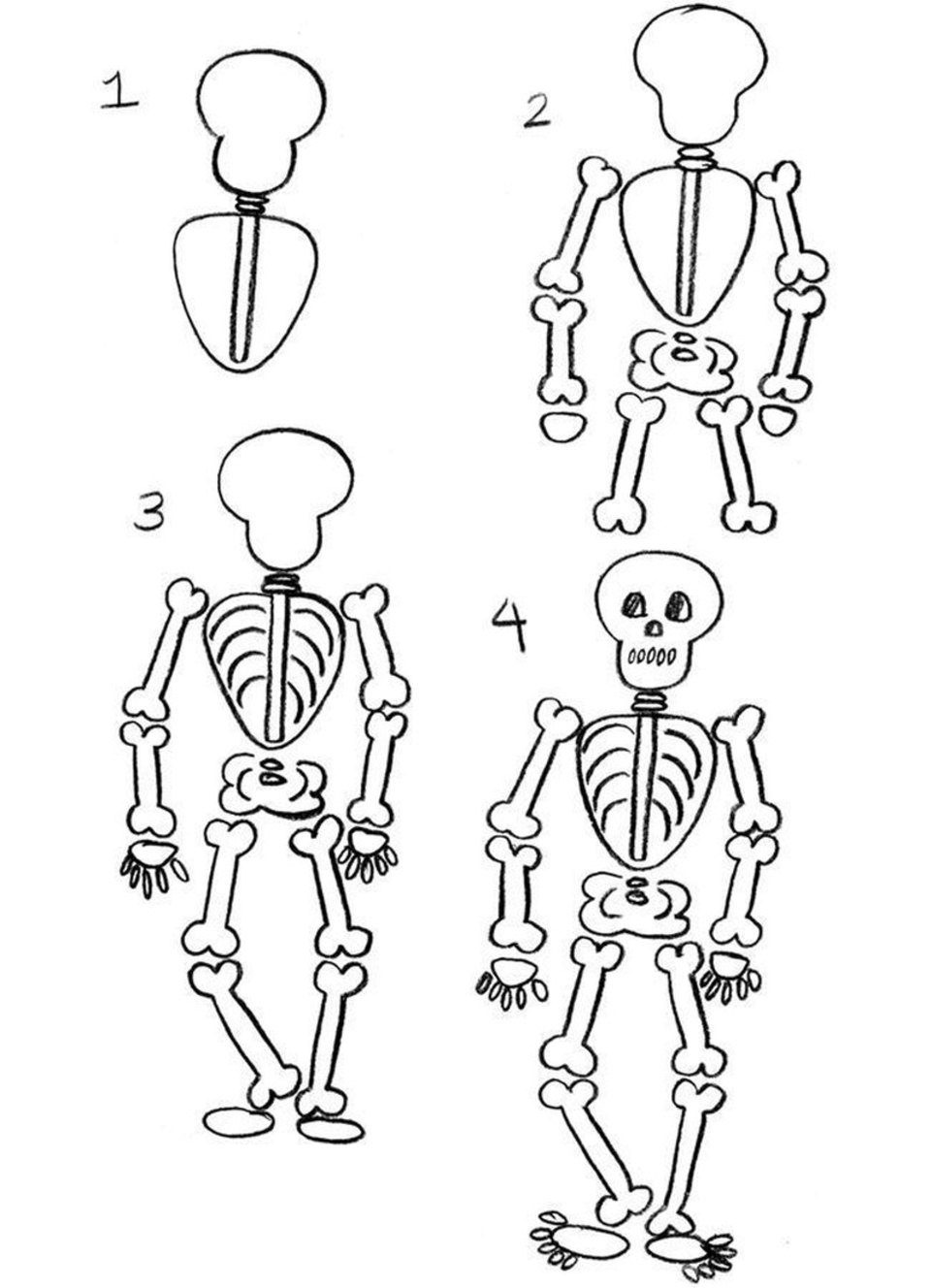 Поэтапное рисование скелета