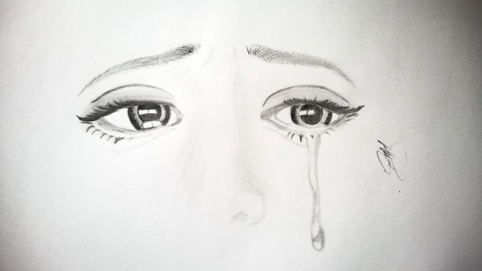 Плачущая девушка рисунок карандашом