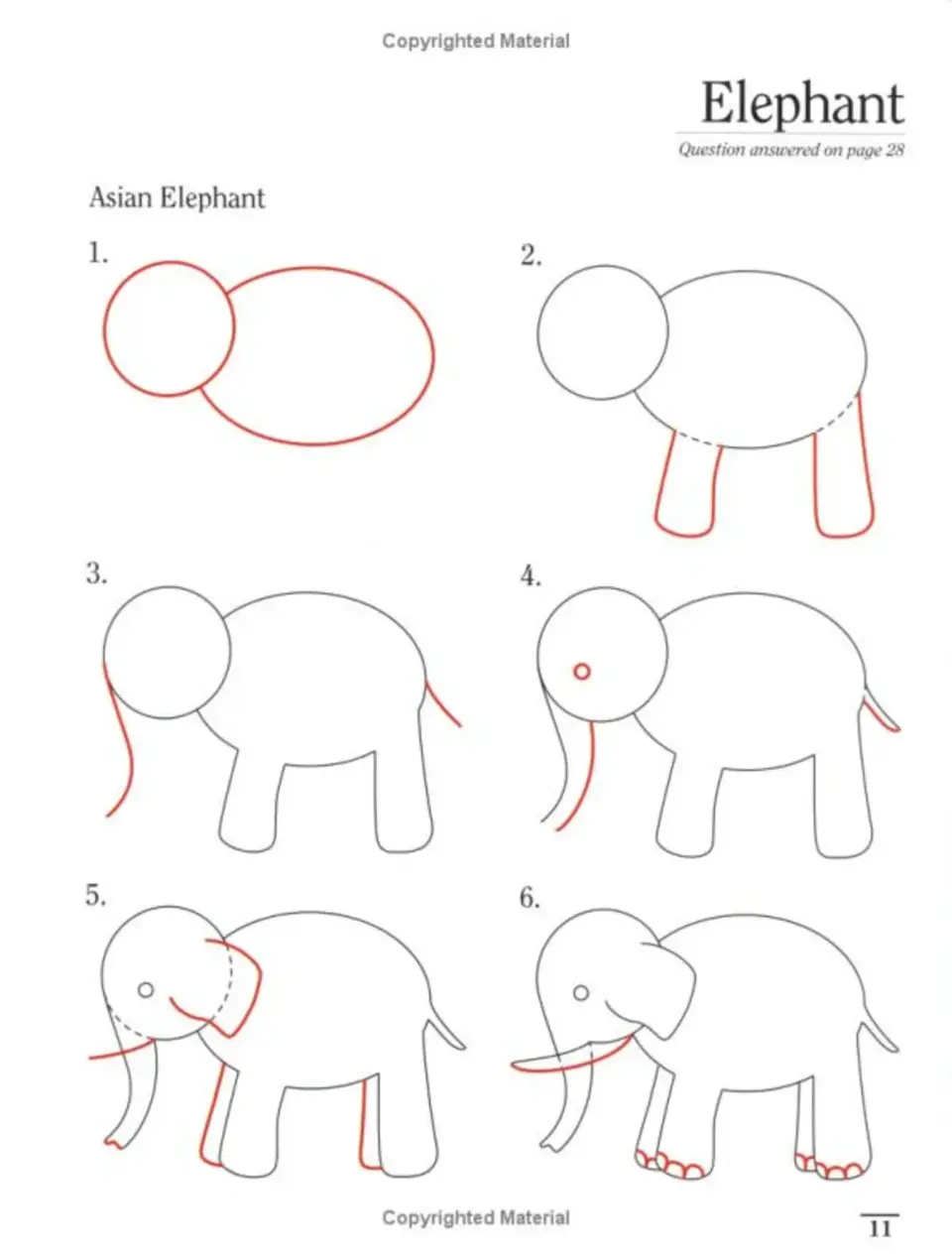 Слон поэтапно для детей