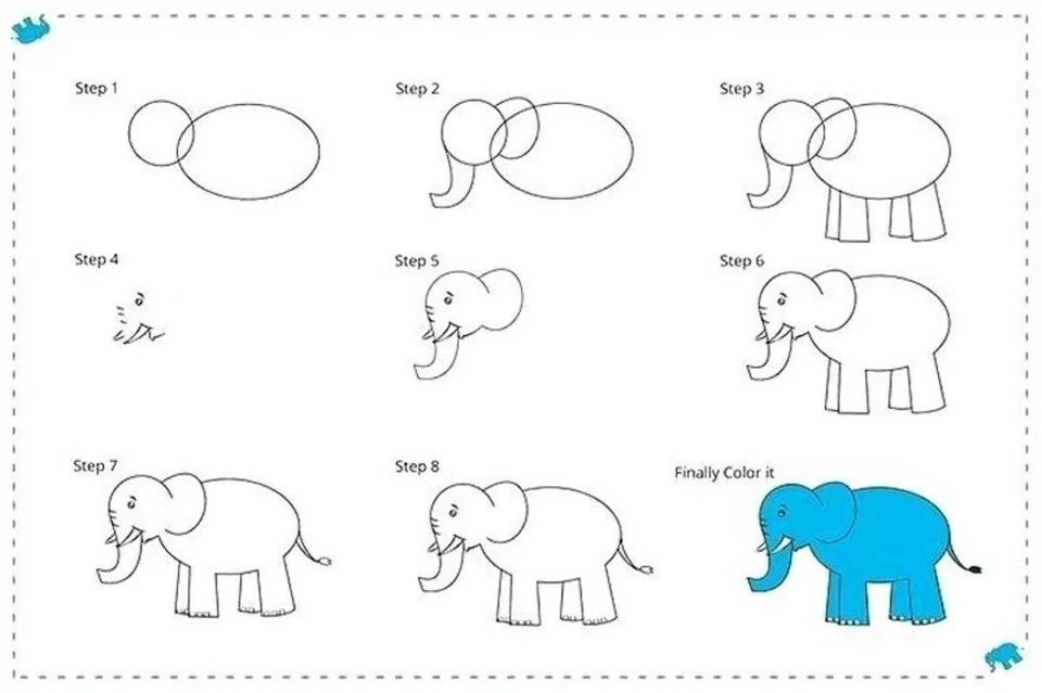 Слон поэтапно для детей