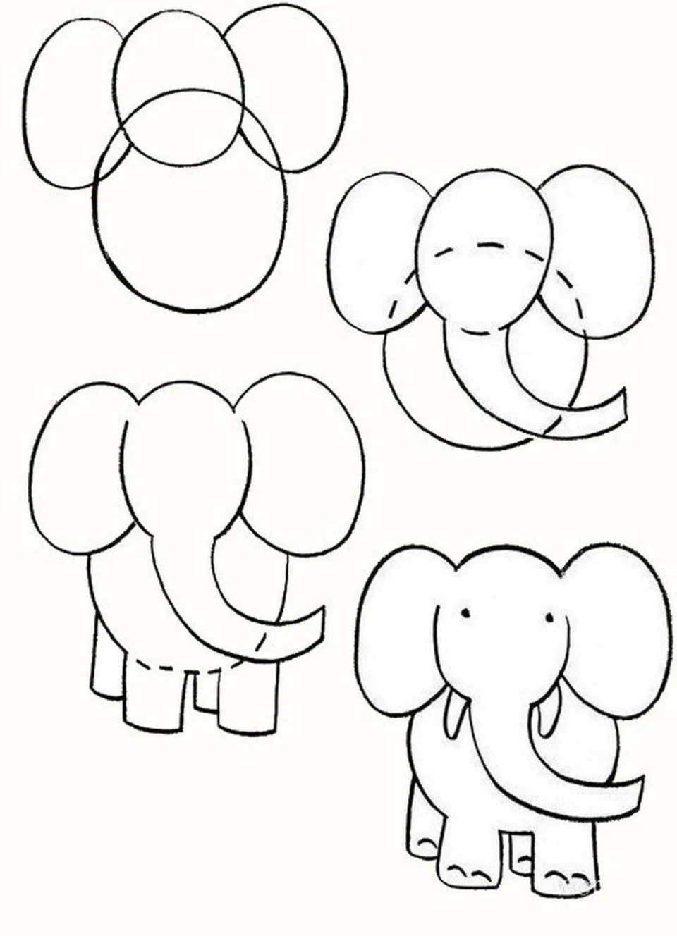 Слон рисунок карандашом легкий