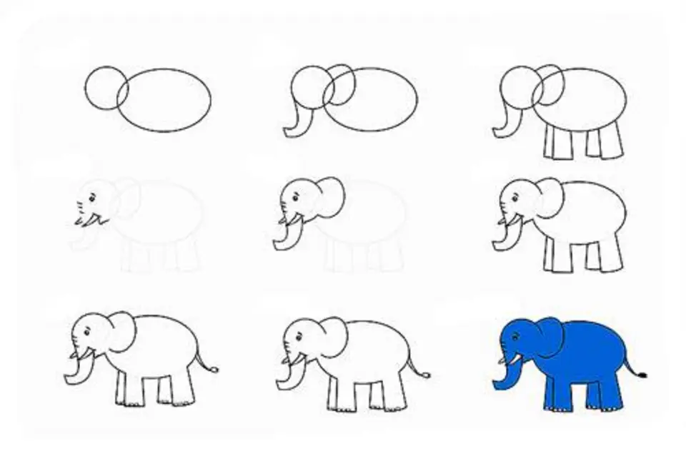 Рисуем слона поэтапно для детей