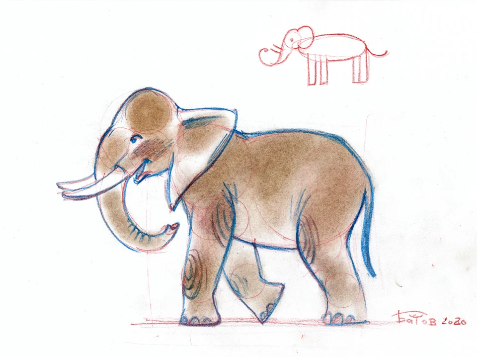 Слон рисунок поэтапно