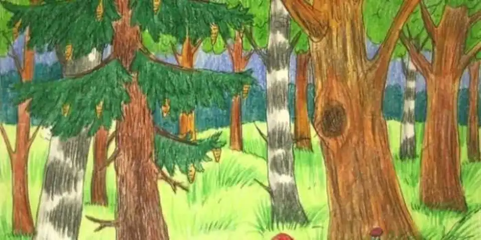 Лес детский рисунок