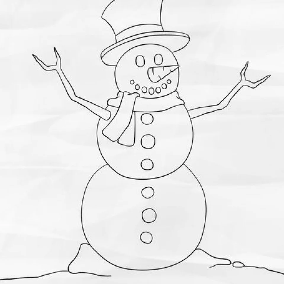 Рисунок снеговик карандашом