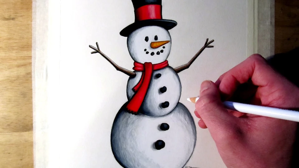 Снеговик красивый рисунок