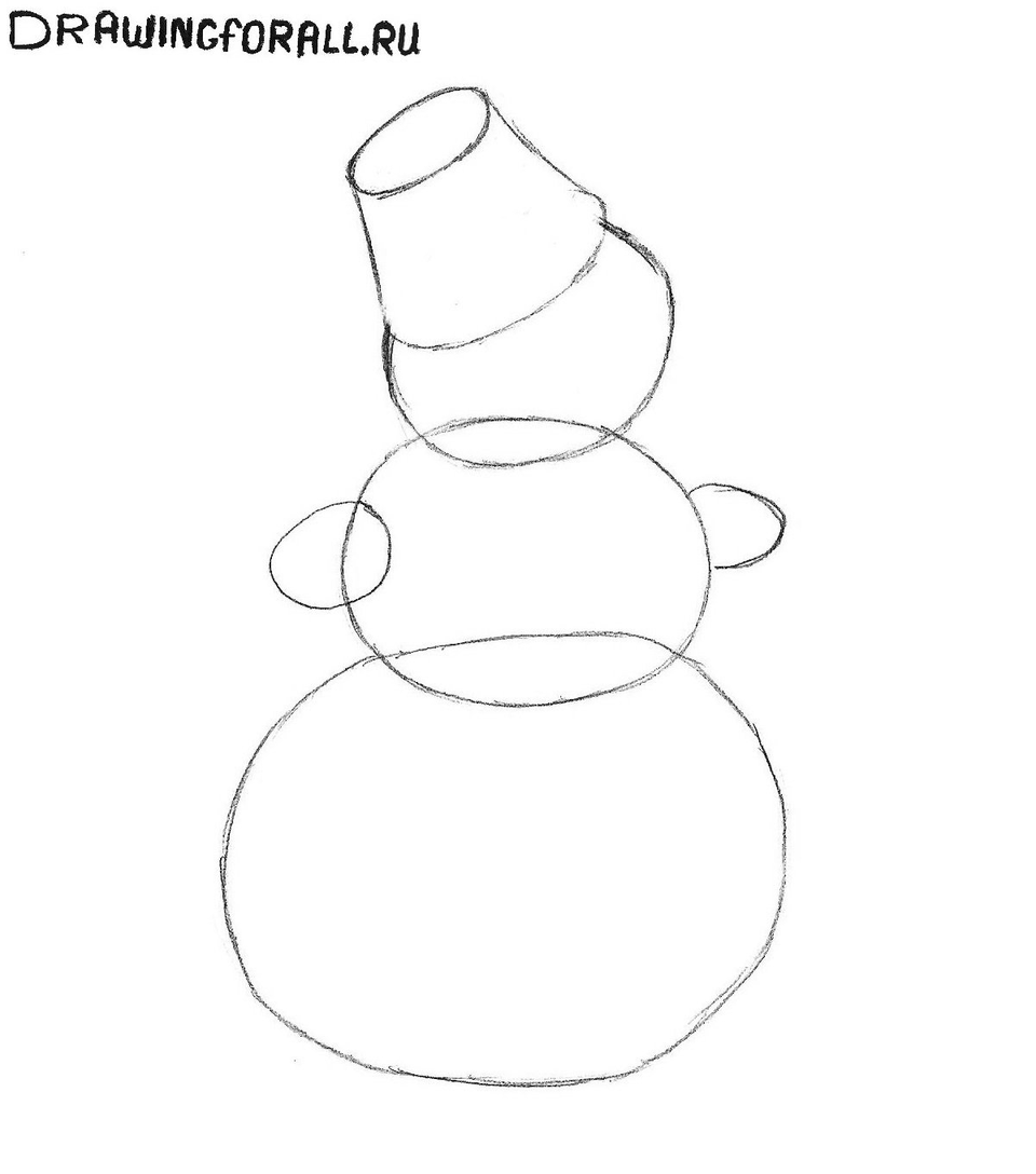 Снеговик карандашом рисунок