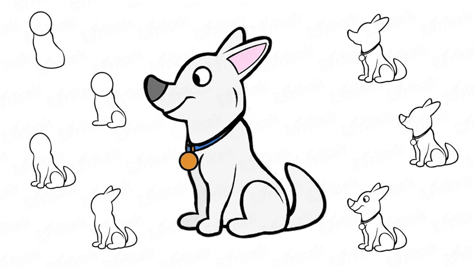 Собака рисунок для детей карандашом