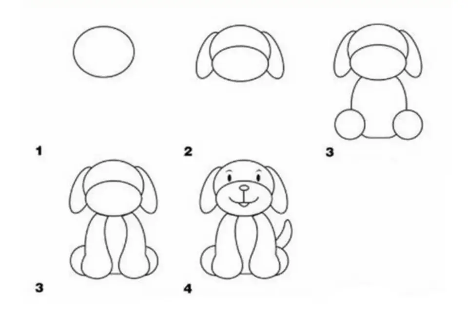 Рисунок собаки для детей поэтапно