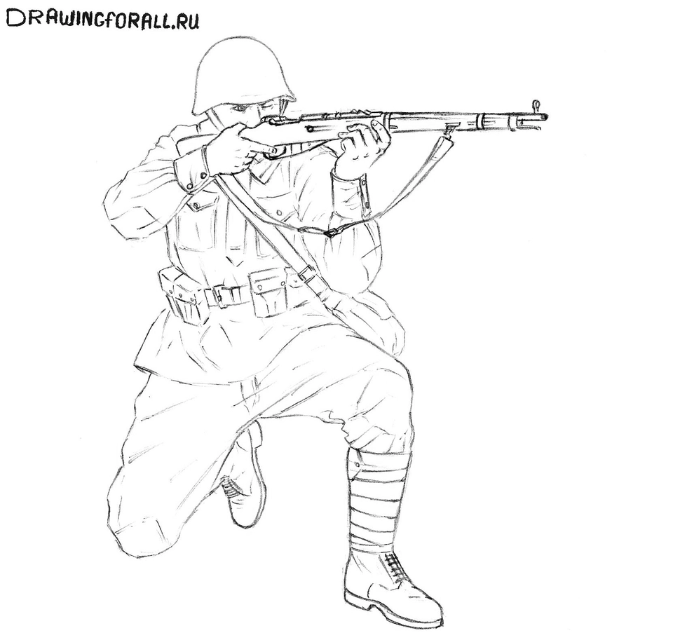 Рисунки солдатов карандашом