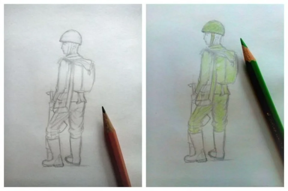 Рисунок солдату поэтапно