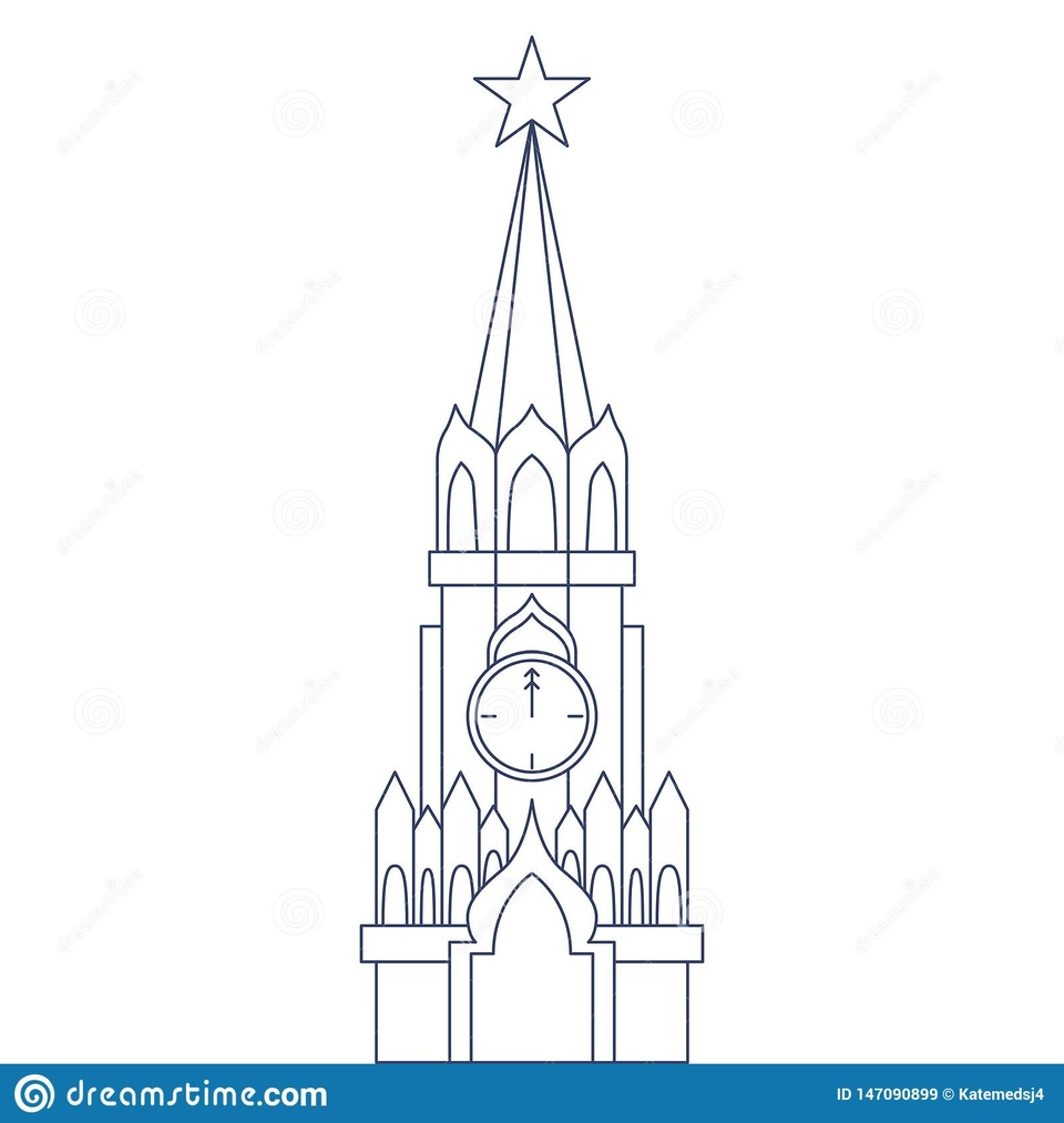 Спасская башня московского кремля раскраска